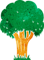 garabato de dibujos animados retro de un árbol de verano png