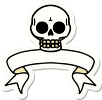 tattoo sticker with banner of a skull png