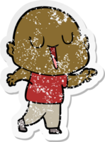 verontruste sticker van een happy cartoon kale man png