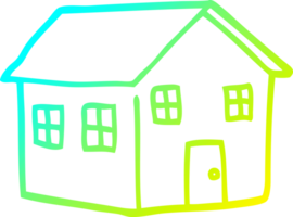 casa de desenho animado de desenho de linha de gradiente frio png