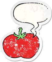 cartoon tomato and speech bubble distressed sticker png