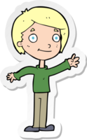 sticker of a cartoon happy boy png