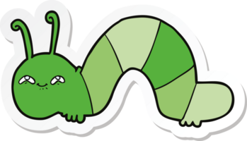 sticker of a cartoon happy caterpillar png