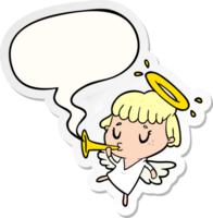 cute cartoon angel and speech bubble sticker png