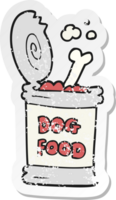 retro distressed sticker of a cartoon dog food png