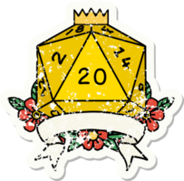 natural 20 critical hit D20 dice roll illustration png
