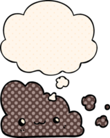 cute cartoon cloud and thought bubble in comic book style png