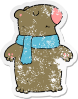 vinheta angustiada de um urso de desenho animado png