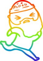 dibujo de línea de gradiente de arco iris hombre de dibujos animados con barba png