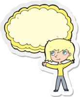 sticker of a cartoon woman with text cloud space png