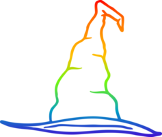 rainbow gradient line drawing cartoon witch hat png