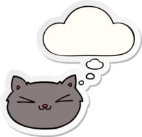 happy cartoon cat and thought bubble as a printed sticker png