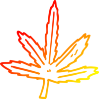 dibujo de línea de gradiente cálido hoja de marihuana de dibujos animados png