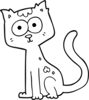 black and white cartoon cat png