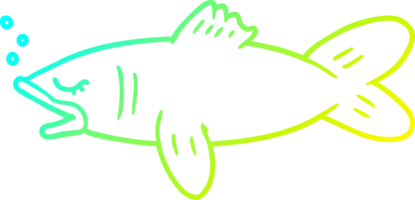 pescado de dibujos animados de dibujo de línea de gradiente frío png