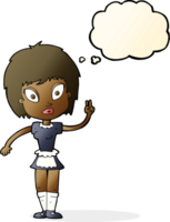 mucama de dibujos animados con burbuja de pensamiento png