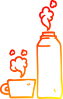 warm gradient line drawing cartoon hot drink in flask png