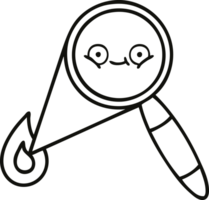 line drawing cartoon magnifying glass png