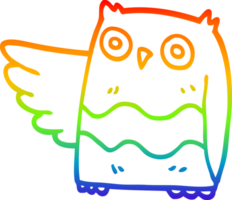 arco iris gradiente línea dibujo dibujos animados feliz búho png