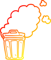 warm gradient line drawing cartoon stinky garbage can png