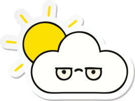 Aufkleber einer niedlichen Cartoonsonne und -wolke png