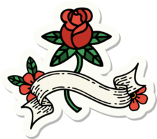 tattoo sticker with banner of a rose png