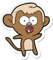 sticker of a cartoon shocked monkey png