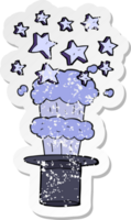 retro distressed sticker of a cartoon magic top hat png