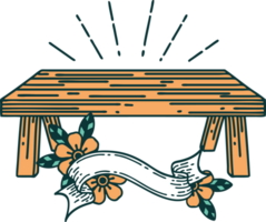 banner with tattoo style wood table png