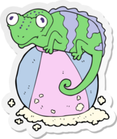 sticker of a cartoon chameleon on ball png