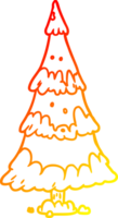 warm gradient line drawing snowy christmas tree png