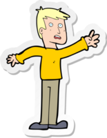 sticker van een cartoon bezorgde man die reikt png