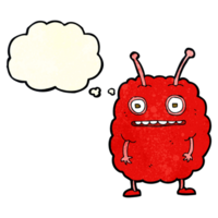 cartoon funny alien monster with thought bubble png