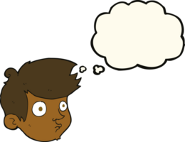 cartoon staring boy with thought bubble png