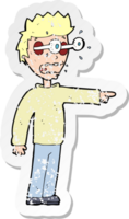 retro distressed sticker of a cartoon man with popping out eyes png