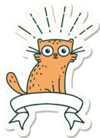 sticker of tattoo style surprised cat png