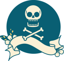 Symbol mit Banner aus gekreuzten Knochen png