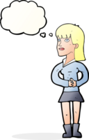 cartoon woman waiting with thought bubble png