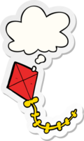 cartoon kite and thought bubble as a printed sticker png