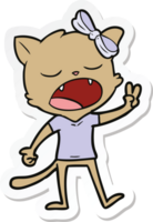 pegatina de un gato bostezando de dibujos animados png