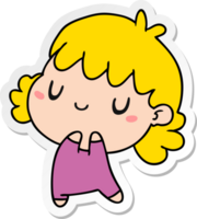 sticker cartoon of a cute kawaii girl png