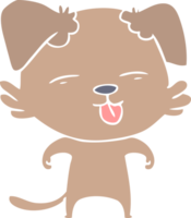 flat color style cartoon dog sticking out tongue png