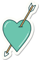 tattoo style sticker of an arrow and heart png