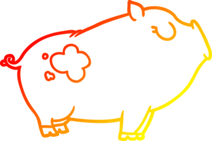 línea de gradiente caliente dibujo cerdo de dibujos animados png