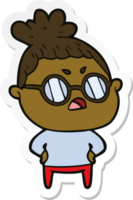 sticker of a cartoon annoyed woman png