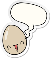 cartoon egg and speech bubble sticker png