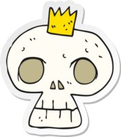 sticker of a cartoon skull with crown png