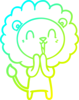 cold gradient line drawing laughing lion cartoon png