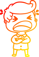 warm gradient line drawing cartoon shouting man png