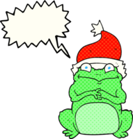 grappig boek toespraak bubbel tekenfilm kikker vervelend Kerstmis hoed png